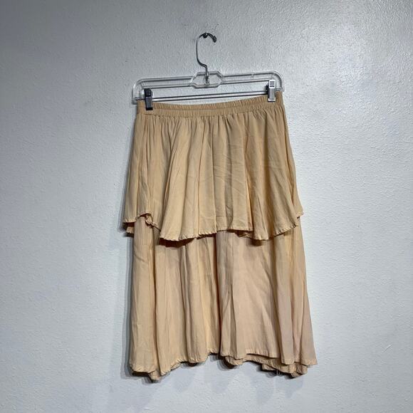 Faithfull the Brand Peach Tiered Ruffle Midi Skirt Sz S - Picture 7 of 9